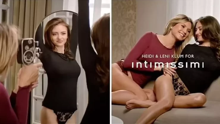 20 yaşındaki kızı ile iç çamaşırı giyerek poz veren Heidi Klum, büyük tepki çekti