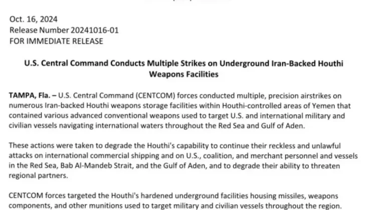 ABD, Yemen’de Husilere Saldırı Düzenledi