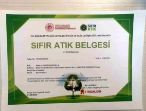 Aras Elektrik’ten Sıfır Atık Belgesi