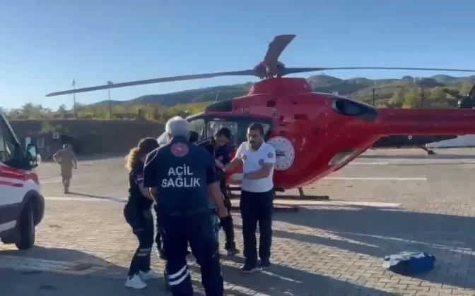 Dağda düşerek ayağı kırılan kadın, hava ambulansı ile hastaneye kaldırıldı