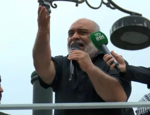 Fatih’te İsrail protestosu; sloganlar atan grup yürüyüş yaptı