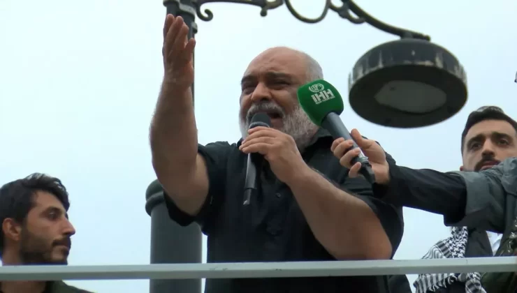 Fatih’te İsrail protestosu; sloganlar atan grup yürüyüş yaptı