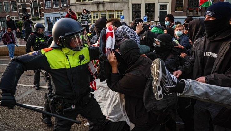 Hollanda ve Almanya’da gösteri düzenleyen Filistin destekçilerine polisten sert müdahale