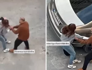 Kadını saçlarından tutarak zorla arabaya bindirmeye çalıştı