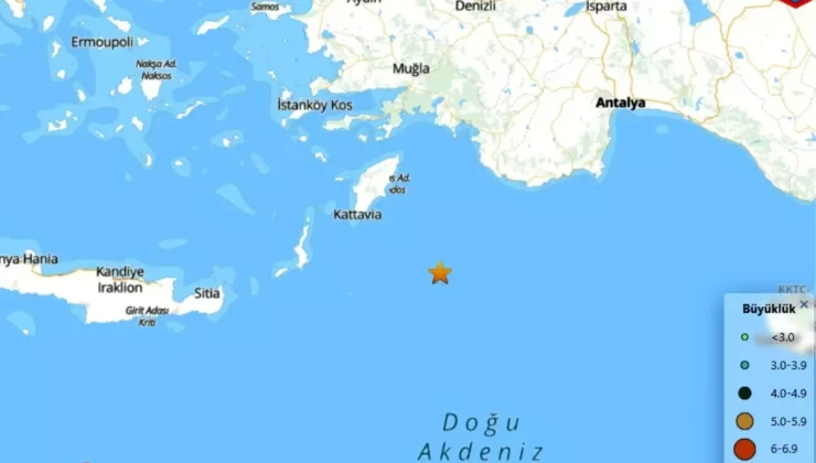 Kaş açıklarında 4,7 büyüklüğünde deprem