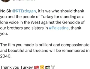 Pink Floyd’un solisti Waters’dan Cumhurbaşkanı Erdoğan’a “Filistin” teşekkürü