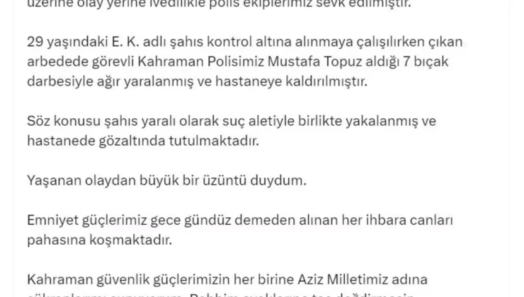 Polis 7 Bıçak Darbesiyle Ağır Yaralandı