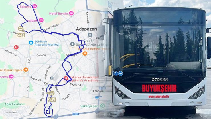 SAKUS | Sakarya 9B numaralı belediye otobüs geçtiği duraklar | Kalkış saatleri