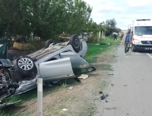 Silivri’de Trafik Kazası: İki Otomobil Takla Attı