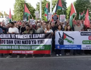 Taksim’den Dolmabahçe’ye Filistin Yürüyüşü