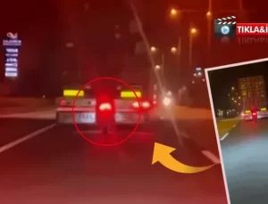 TIR’ın stop lambası değil motosiklet! TIR’ın arkasında sıfır mesafede ilerledi