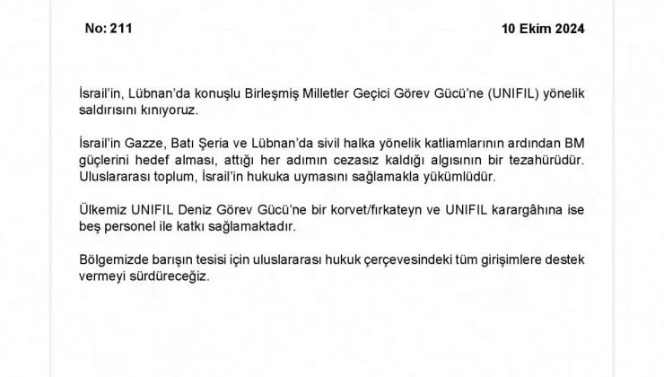 Türkiye’den İsrail’e Kınama