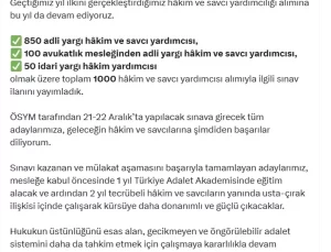 1000 Hakim ve Savcı Yardımcısı Alımı İlan Edildi