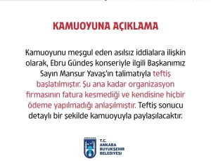 Ankara Büyükşehir Belediyesi’nden Ebru Gündeş Konseri Açıklaması