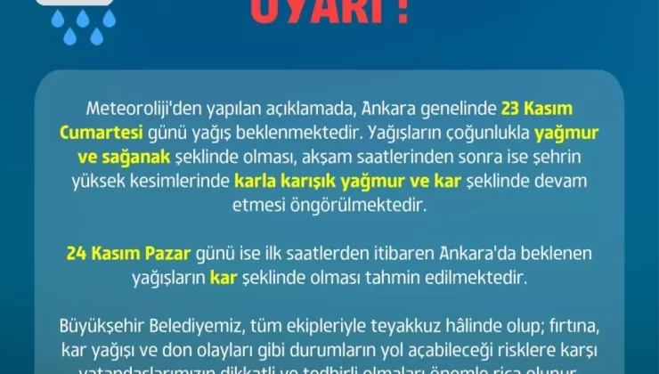 Ankara’da Sağanak ve Kar Yağışı Bekleniyor