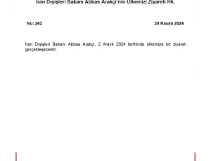 Arakçi Türkiye’ye Geliyor