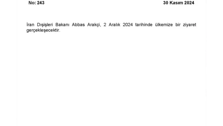 Arakçi Türkiye’ye Geliyor