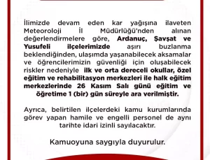 Artvin’de Eğitime Kar Molası