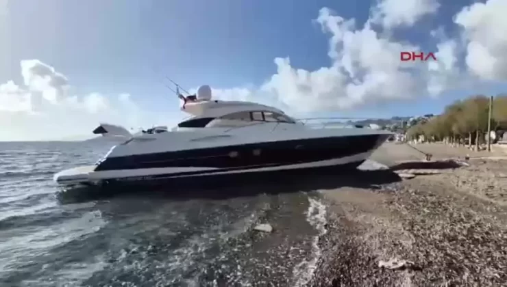 Bodrum’da Fırtına Motor Yatı Karaya Sürükledi