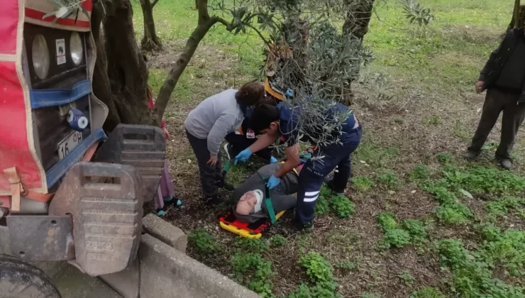 Bursa’da Traktör Sulama Kanalına Çarptı: Sürücü Yaralı