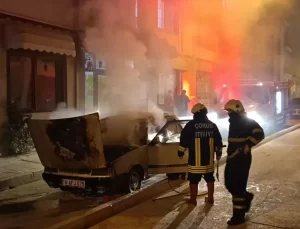 Çorum’da Seyir Halindeki Araç Yandı