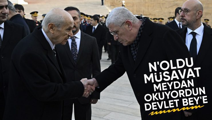 Devlet Bahçeli ve Müsavat Dervişoğlu Anıtkabir’de tokalaştı