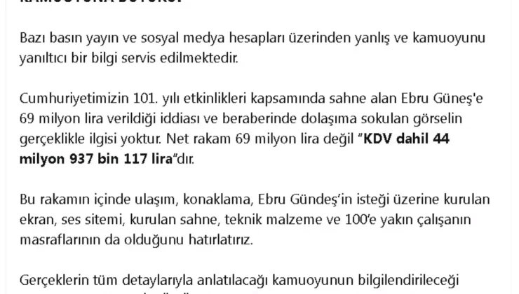 Ebru Güneş’e 69 Milyon İddiasına Yanıt