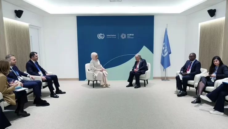Emine Erdoğan, COP29’da BM Genel Sekreteri Guterres ile görüştü