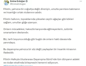 Emine Erdoğan’dan ‘Filistin Halkıyla Uluslararası Dayanışma Günü’ paylaşımı