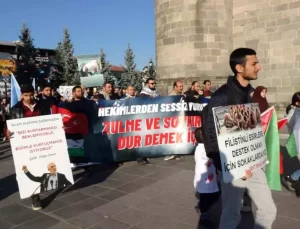 Erzurum’da Sağlıkçılardan Gazze Protestosu