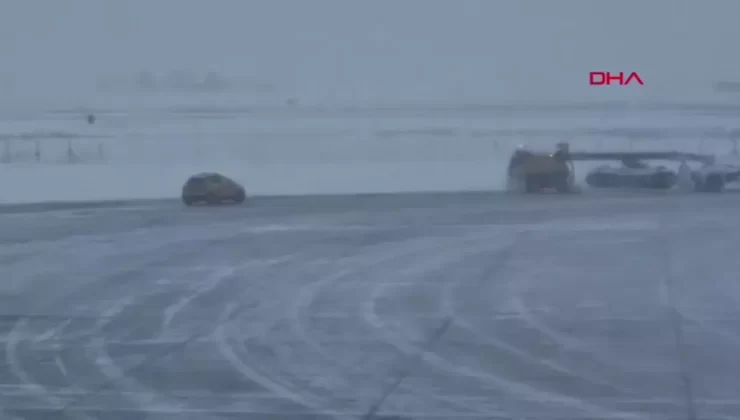 Erzurum’da Yoğun Kar Yağışı Havalimanı Uçuşlarını Etkiliyor