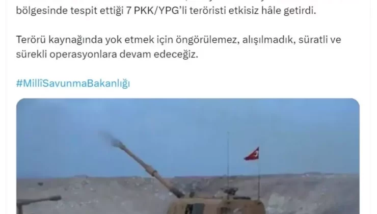 Fırat Kalkanı Bölgesinde 7 PKK/YPG’li Terörist Etkisiz Hale Getirildi
