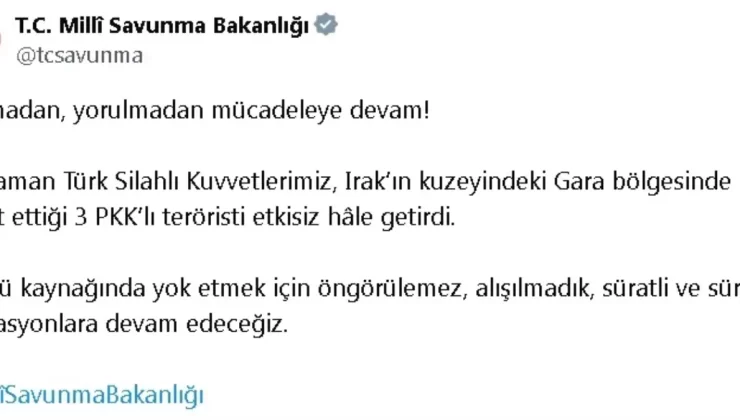 Gara’da 3 PKK’lı Terörist Etkisiz Hale Getirildi