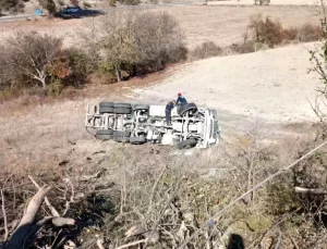 Gördes’te Beton Mikserinin Freni Boşaldı