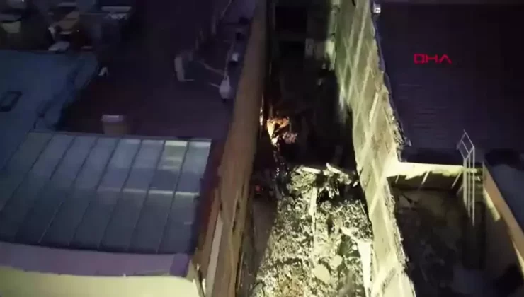 Güngören’de çöken binanın enkazında kalan bir işçiyi kurtarma çalışmaları 2’nci gününde sürüyor (Havadan görüntüler)