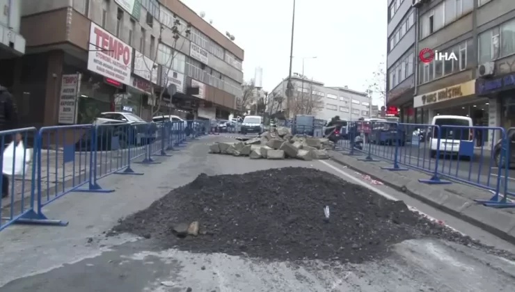 Güngören’de Çöken Yol Trafiğe Kapalı, Esnaflar Mağdur