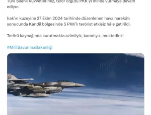 Hava Harekatında 5 PKK’lı Terörist Etkisiz Hale Getirildi