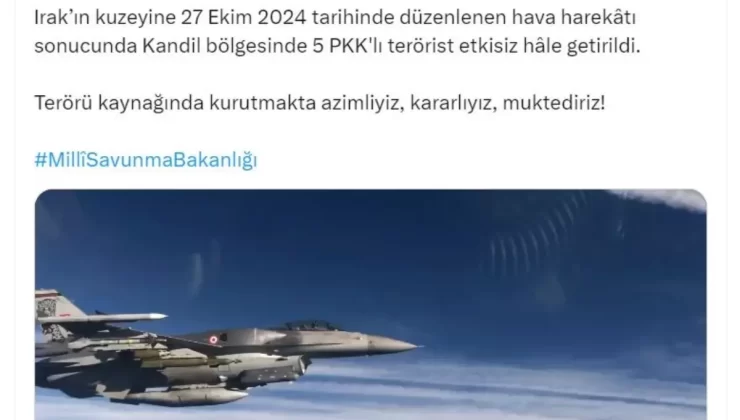 Hava Harekatında 5 PKK’lı Terörist Etkisiz Hale Getirildi