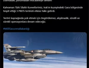 Irak’ın Kuzeyinde 3 PKK’lı Terörist Etkisiz Hale Getirildi