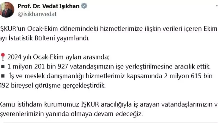İŞKUR 1.2 Milyon Kişiyi İşe Yerleştirdi