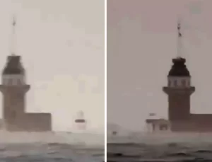 İstanbul’da yılın ilk kar yağışı, fırtınadan Kız Kulesi bile zor göründü