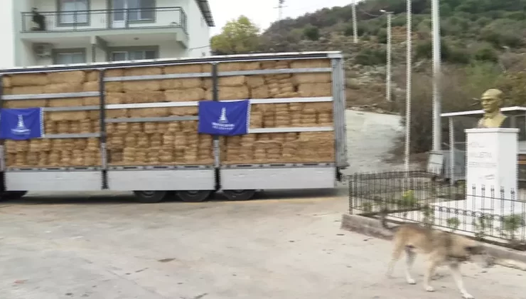 İzmir Büyükşehir Belediyesi’nden Yangın Mağduru Çiftçilere Yem Desteği