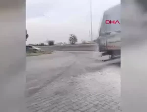 Kayseri’de TIR’ın Lastiği Alev Aldı