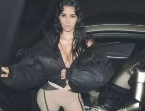 Kim Kardashian’dan gündem yaratan yeni hareket! Tesla robotunun kucağına oturdu