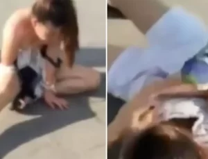 Kocasının metresini cadde ortasında feci şekilde dövüp elbiselerini yırttı