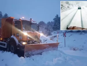 Konya’yı 4 ile bağlayan kara yollarında ulaşıma kar engeli