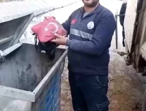 Kozan’da Temizlik Görevlisi Türk Bayrağını Kurtardı