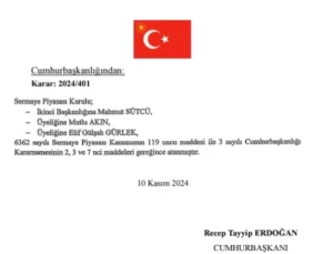 Mahmut Sütcü SPK İkinci Başkanlığına Atandı