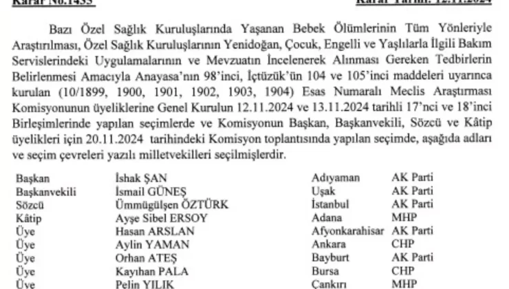 Meclis Araştırma Komisyonu Bebek Ölümlerini Araştıracak