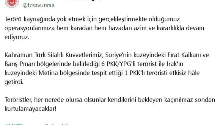 Milli Savunma Bakanlığı’ndan Terörist Operasyonu Açıklaması